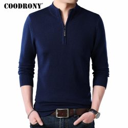 COODRONY Cashmere Sweater Men Clothes 2019 Autumn Winter Thick Warm Wool Pullover Men Casual Zipper Turtleneck Pull Homme 8142