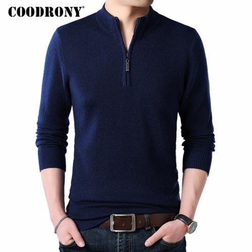 COODRONY Cashmere Sweater Men Clothes 2019 Autumn Winter Thick Warm Wool Pullover Men Casual Zipper Turtleneck Pull Homme 8142