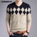 COODRONY Cashmere Wool Sweater Men 2019 Autumn Winter Slim Fit Pullovers Men Argyle Pattern V-Neck Pull Homme Christmas Sweaters