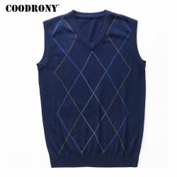 COODRONY Casual Argyle V-Neck Sleeveless Vest Men Clothes 2019 Autumn Winter New Arrival Knitted Cashmere Wool Sweater Vest 8174