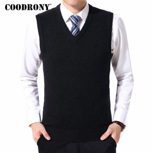 COODRONY Sweater Men Clothes 2019 Autumn Winter Warm Cashmere Wool Pull Homme Classic Casual V-Neck Sleeveless Vest Sweaters 126