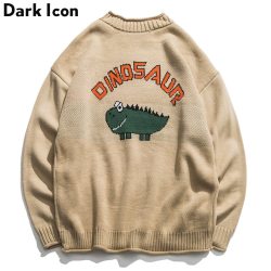 Dinosaur Lovely Sweater Men 2018 Winter Pullover Men's Sweaters Oversized Boy Student Sweater Black Khaki