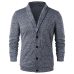 Hemiks Men Turn Down Collar Button Up Cardigan Spring Casual Knitted Sweaters Solid Male Outwear Tops Sweatercoat