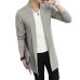 Hot Casual Md-Long Long Sleeve Knitted Cardigan Men's Solid Color Coat Slim Fit Outwear Drop Shipping