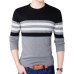 Korea Style Mens Sweaters Pullovers Long Sleeve Knitted Sweater Men Casual Slim Pull Homme Striped 100% Cotton Knitwear 4XL