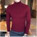 Loldeal Winter Thick Warm Sweater Men Turtleneck Irregular Stripe Sweaters Slim Fit Pullover Sueter Hombre Knitwear Pull White