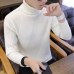 Loldeal Winter Thick Warm Sweater Men Turtleneck Irregular Stripe Sweaters Slim Fit Pullover Sueter Hombre Knitwear Pull White