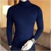 Loldeal Winter Thick Warm Sweater Men Turtleneck Irregular Stripe Sweaters Slim Fit Pullover Sueter Hombre Knitwear Pull White