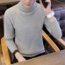 Loldeal Winter Thick Warm Sweater Men Turtleneck Irregular Stripe Sweaters Slim Fit Pullover Sueter Hombre Knitwear Pull White