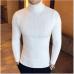 Loldeal Winter Thick Warm Sweater Men Turtleneck Irregular Stripe Sweaters Slim Fit Pullover Sueter Hombre Knitwear Pull White