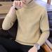 Loldeal Winter Thick Warm Sweater Men Turtleneck Irregular Stripe Sweaters Slim Fit Pullover Sueter Hombre Knitwear Pull White