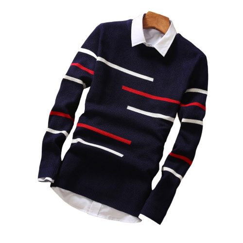 Mens Sweaters Wool Pullover Men Brand Clothing Casual O-Neck Sweater Men Dot Pattern Long Sleeve Cotton Shirt Male M-2XL