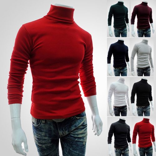 Men's Turtleneck Sweater 2018 New Autumn Winter Solid Color Casual Sweater Men's Slim Fit Knitted Pullovers Bottoming Jumper