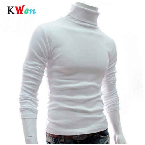 New Men Turtleneck Sweater Long Sleeve Solid Slim Fit Thin Knitted Pullover Mens Basic Style Sweaters Clothing Knitted Pullovers