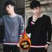 New Men's Sweater New Korean Edition Plush Long Sleeve Knitted Shirt Youth Hundred-Set Sweater Round-collar Topcoat