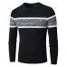 Oufisun Men Autumn Casual Knitted Soft Cotton Sweaters Pullover Men 2019 Winter New Fashion Striped O-Neck Sweater Coat Men 3XL