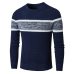 Oufisun Men Autumn Casual Knitted Soft Cotton Sweaters Pullover Men 2019 Winter New Fashion Striped O-Neck Sweater Coat Men 3XL