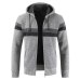 Oufisun Sweater Coat Men 2019 Winter Thick Warm Hooded Cardigan Clothes  Men Striped Cashmere Wool Liner Zipper Fleece Coats Men