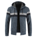 Oufisun Sweater Coat Men 2019 Winter Thick Warm Hooded Cardigan Clothes  Men Striped Cashmere Wool Liner Zipper Fleece Coats Men