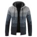 Oufisun Sweater Coat Men 2019 Winter Thick Warm Hooded Cardigan Jumpers  Men Striped Cashmere Wool Liner Zipper Fleece Coats Men