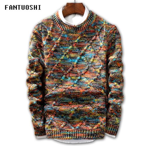 Sweater Men 2019 Brand fashion Pullover Sweater Male O-Neck stripe Slim Fit Knitting Mens Sweaters Man Pullover Men size 5XL