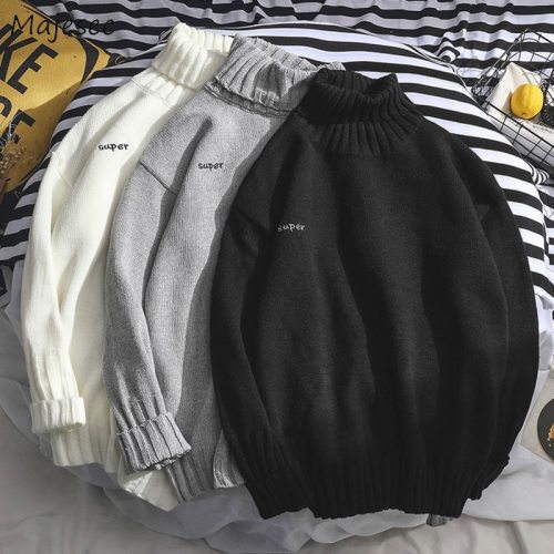 Sweaters Men Turtleneck Simple All-match Soft Warm Winter Daily Korean Style Knitting Sweater Mens Harajuku Leisure Clothing New