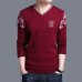 Thoshine Brand Spring Autumn Style Men Knitted Sweaters V-Neck Pattern Casual Wool Pullovers Solid Color Male Streetwear Jumpers