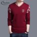 Thoshine Brand Spring Autumn Style Men Knitted Sweaters V-Neck Pattern Casual Wool Pullovers Solid Color Male Streetwear Jumpers