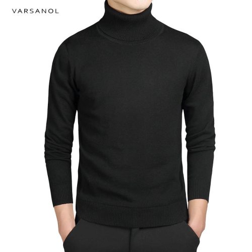 Varsanol Brand New Casual Turtleneck Sweater Men Pullovers Autumn Fashion Style Sweater Solid Slim Fit Knitwear Full Sleeve Coat