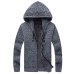 Winter Men Jacket thick velvet cotton hooded fur jacket men's winter padded knitted sweater Cardigan Spring Outdoors