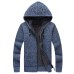 Winter Men Jacket thick velvet cotton hooded fur jacket men's winter padded knitted sweater Cardigan Spring Outdoors