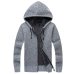 Winter Men Jacket thick velvet cotton hooded fur jacket men's winter padded knitted sweater Cardigan Spring Outdoors