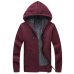 Winter Men Jacket thick velvet cotton hooded fur jacket men's winter padded knitted sweater Cardigan Spring Outdoors