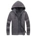 Winter Men Jacket thick velvet cotton hooded fur jacket men's winter padded knitted sweater Cardigan Spring Outdoors