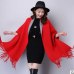 2018 Autumn New Women's Elegant Socialite Cashmere Tassel Cardigan Sweaters Batwing Sleeves Scarf Cape Outwear Good Quality