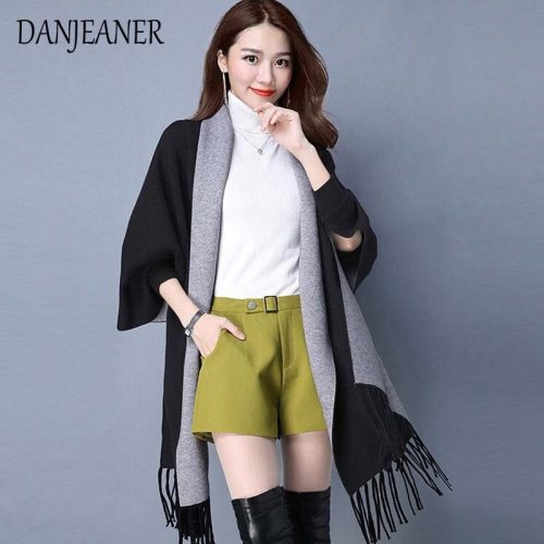 2018 Autumn New Women's Elegant Socialite Cashmere Tassel Cardigan Sweaters Batwing Sleeves Scarf Cape Outwear Good Quality