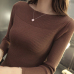 2019 Autumn And Winter new Korean women collar sweater all-match long sleeved shirt slim  one-neck female thread tight Pullover