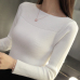 2019 Autumn And Winter new Korean women collar sweater all-match long sleeved shirt slim  one-neck female thread tight Pullover