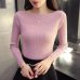 2019 Autumn And Winter new Korean women collar sweater all-match long sleeved shirt slim  one-neck female thread tight Pullover