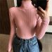 2019 Autumn Winter Thick Sweater Women Knitted Ribbed Pullover Sweater Long Sleeve Turtleneck Slim Jumper Soft Warm Pull Femme