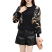 2019 Brand Design Casual Pullover Sweater Spring women lace stitching Knit Sweater Elegant leopard print Black Knitting Top