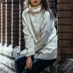 2019 Colorfaith Women Pullover Sweater Knitting Autumn Winter Casual Solid Turtleneck Vintage Ladies Thick Tops SW1027
