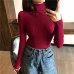 2019 Knitted Women high neck Sweater Pullovers Turtleneck Autumn Winter Basic Women Sweaters Slim Fit Black