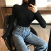 2019 Knitted Women high neck Sweater Pullovers Turtleneck Autumn Winter Basic Women Sweaters Slim Fit Black