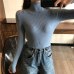 2019 Knitted Women high neck Sweater Pullovers Turtleneck Autumn Winter Basic Women Sweaters Slim Fit Black