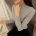 2019 Korean Fashion Women Sweaters and Pullovers Sueter Mujer Ruffled Sleeve Turtleneck Solid Slim Sexy Elastic Women Tops