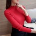 2019 Korean Fashion Women Sweaters and Pullovers Sueter Mujer Ruffled Sleeve Turtleneck Solid Slim Sexy Elastic Women Tops