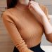 2019 Korean Fashion Women Sweaters and Pullovers Sueter Mujer Ruffled Sleeve Turtleneck Solid Slim Sexy Elastic Women Tops