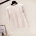 2019 New Fashion Women Knitted Tops Autumn Winter Pullovers Sweaters Casual Long Sleeve O-Neck Geometric Knitting Sweaters White