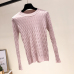 2019 New Fashion Women Knitted Tops Autumn Winter Pullovers Sweaters Casual Long Sleeve O-Neck Geometric Knitting Sweaters White